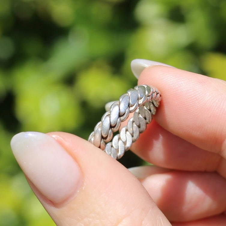 Rustic Silver Rope Ring, Sterling Silver, size R or 8.5