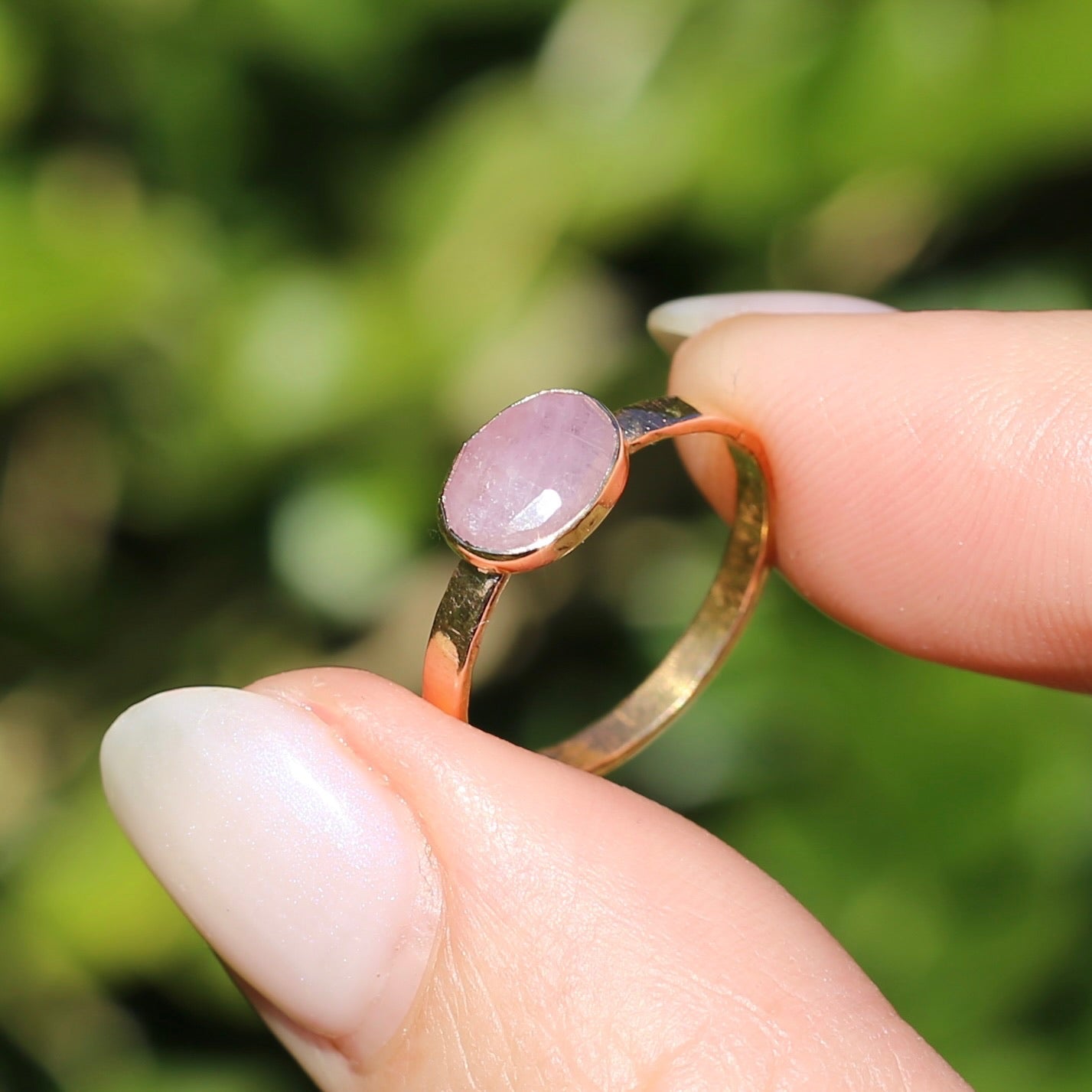 Rose Cut Pink Sapphire Ring, 14ct Rose Gold, size 6 or L1/2