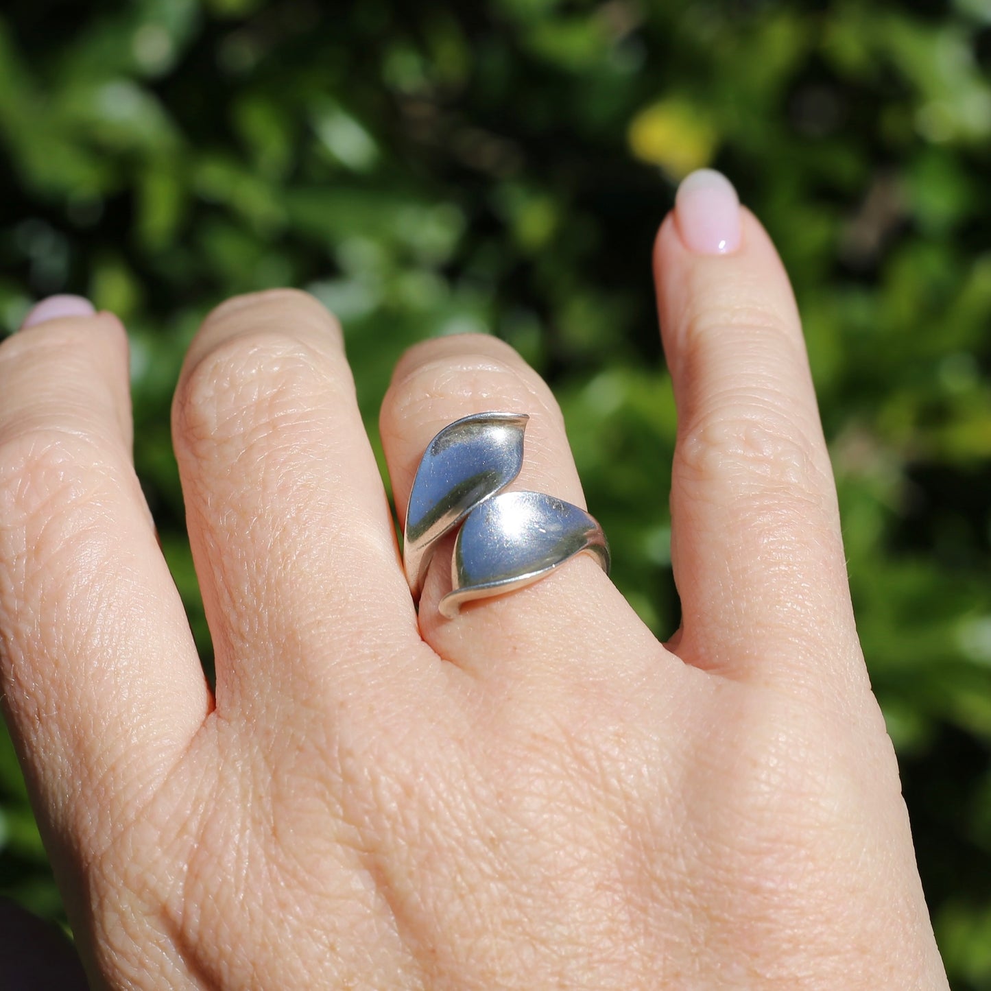 Two leaf Silver Ring, Sterling Silver, sizeable