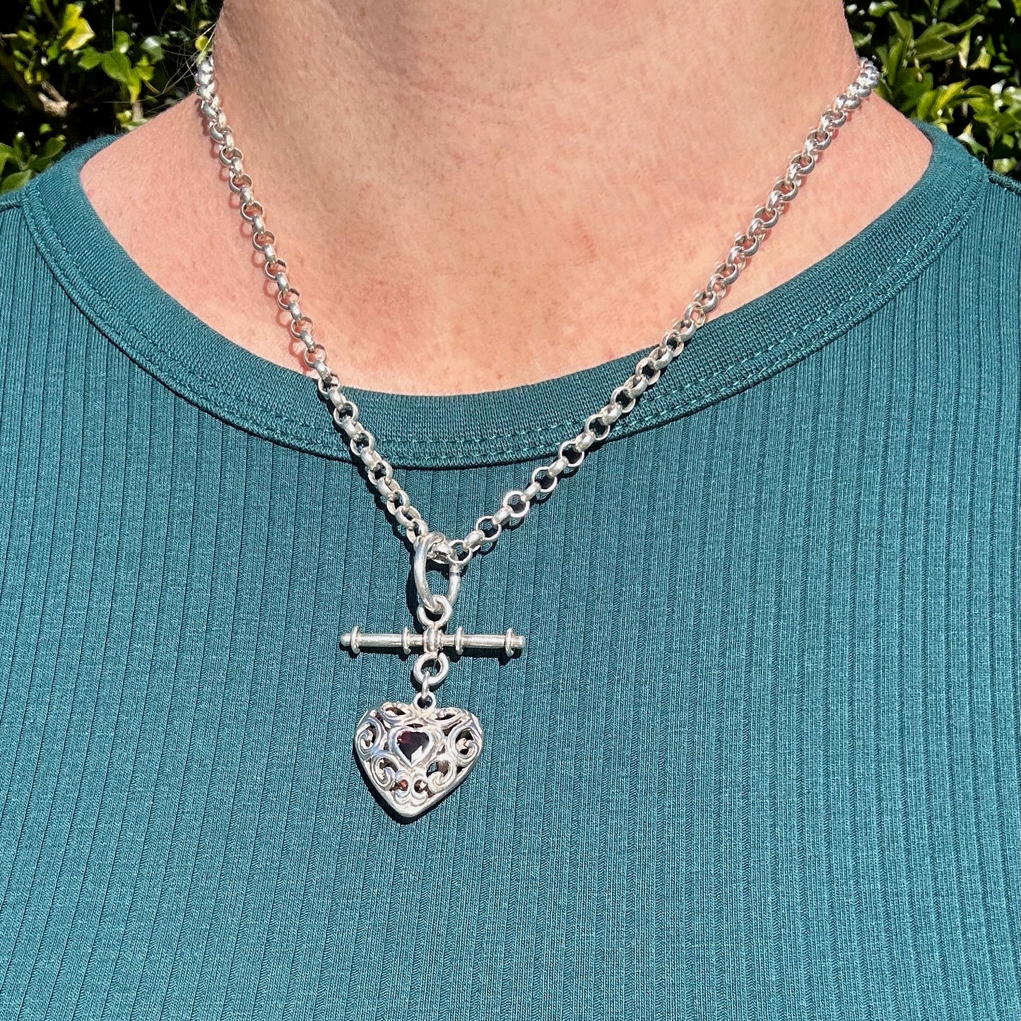 Silver Belcher Chain With Removable T-bar pendant and Albert Clasp, 46cm or 18 inches