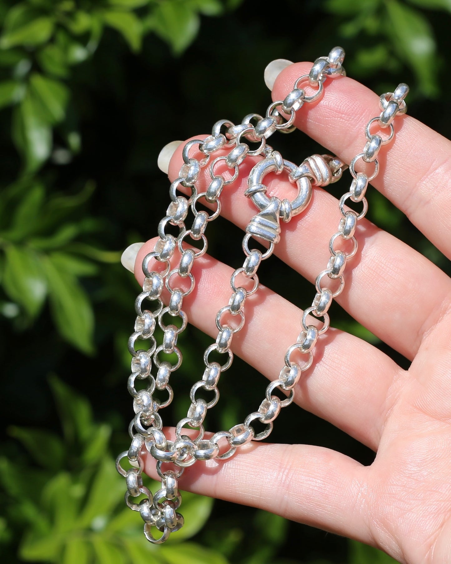Chunky Silver Belcher Chain With Italian Bolt Clasp and large finals, 41.6g, 50cm