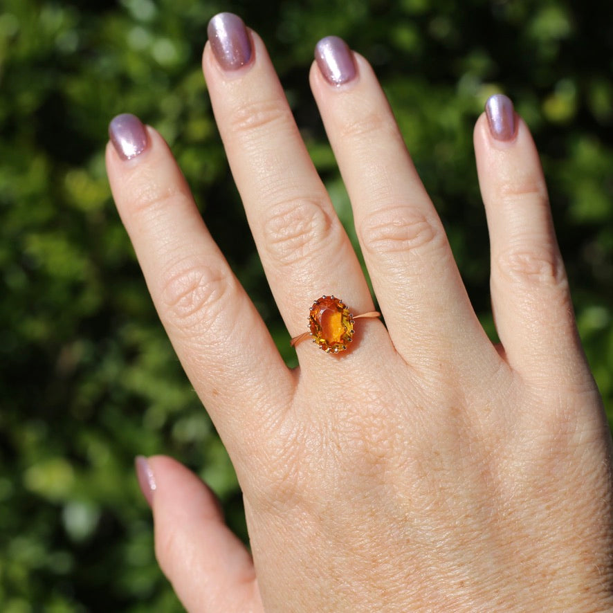 Early Australian Joseph Lawrence Oval Paste Ring, size R or 8.75