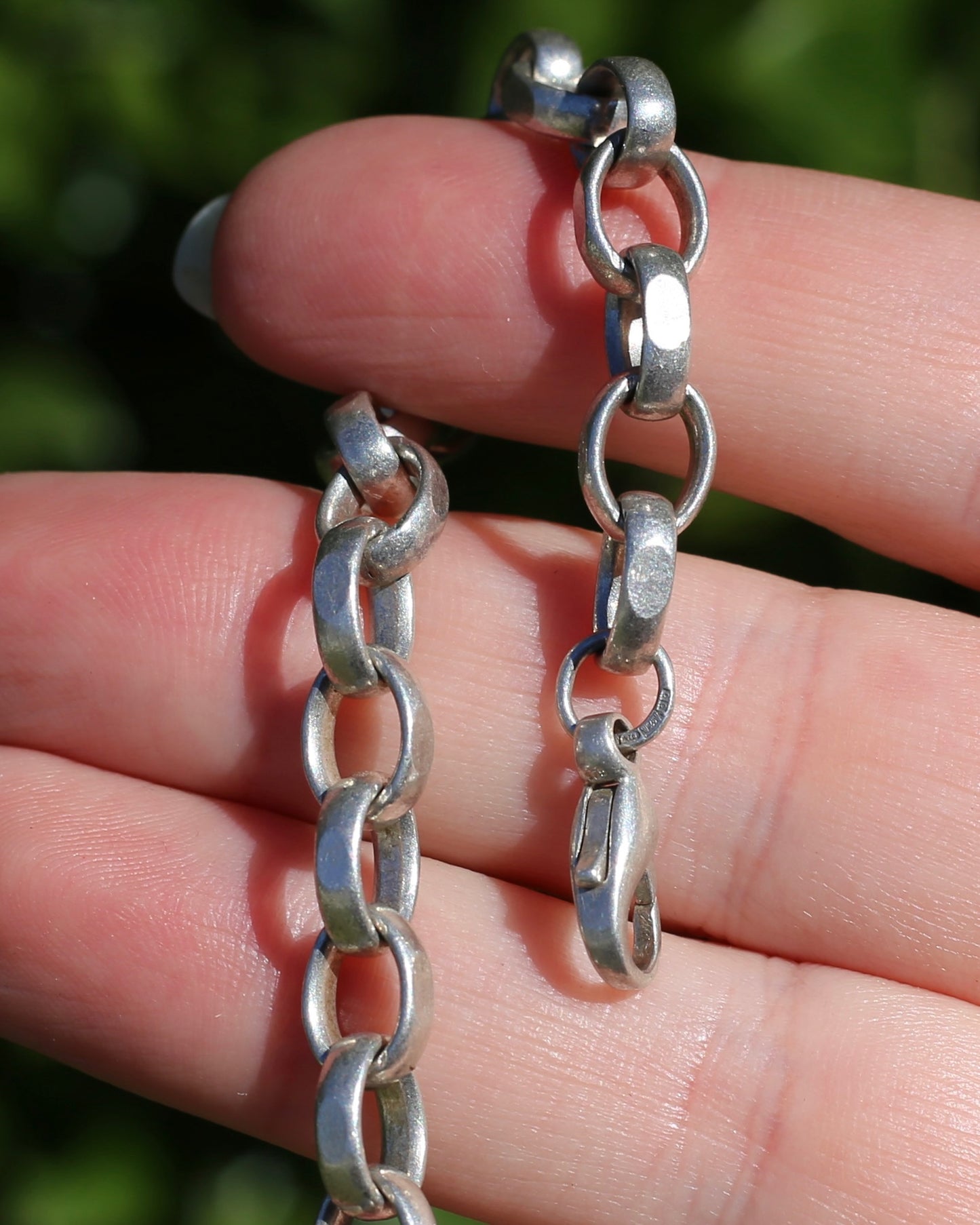 Flattened Faced Vintage Oval Silver Bracelet, 16.5g
