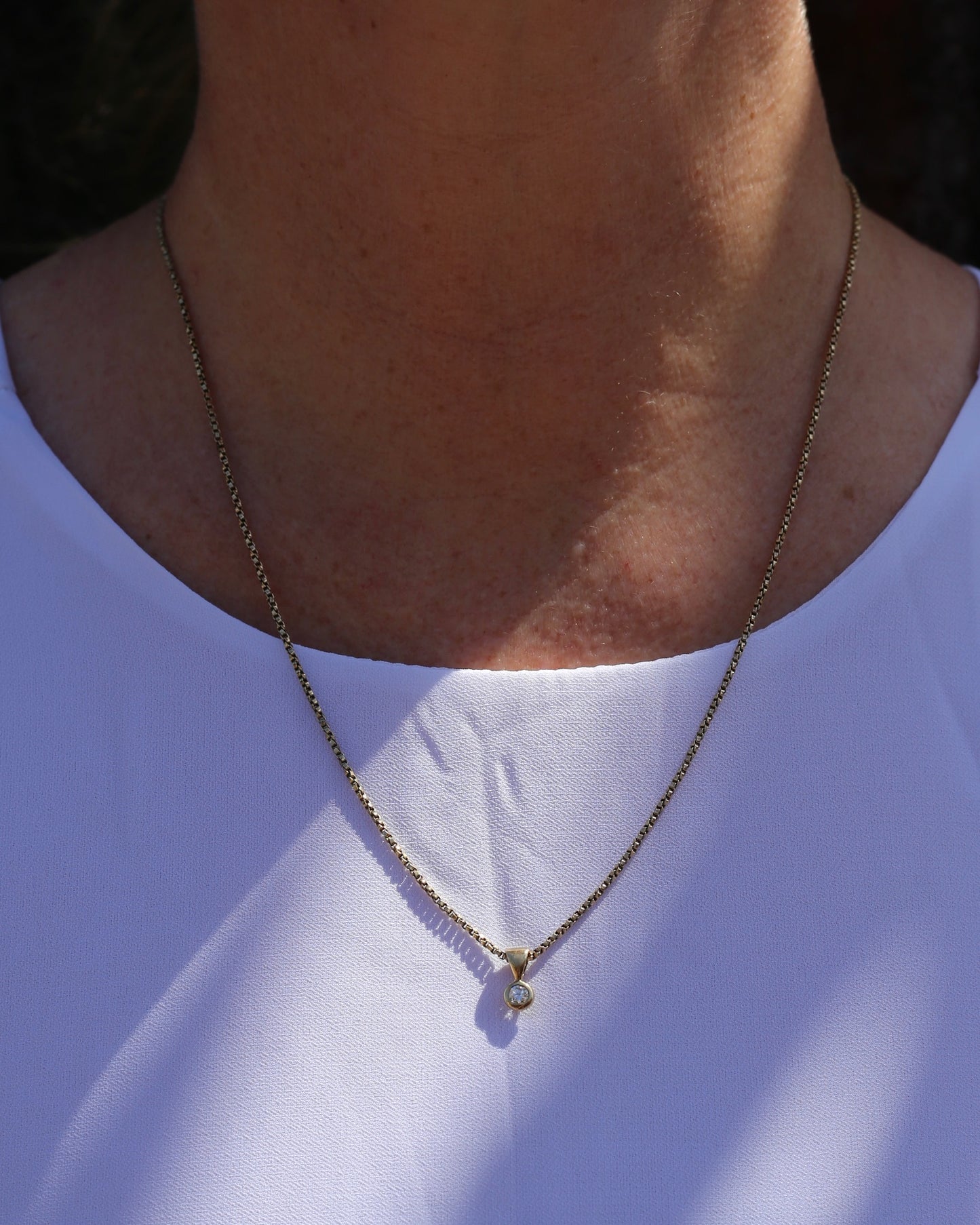 Vintage 0.2ct Natural Diamond Bezel Set Pendant, 9ct Yellow Gold, 0.45g