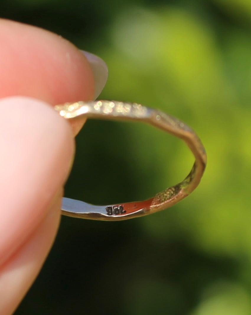 Vintage Rustic Gold Ring, 9ct Yellow Gold, size P or 7.5, 1.1g