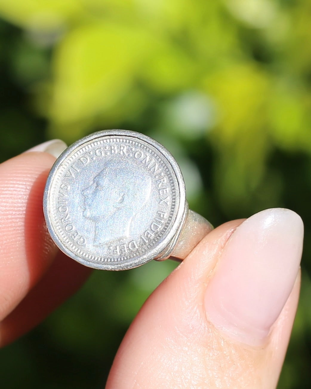 1952 Threepence Piece Silver Ring, 7.1g, size O or 7