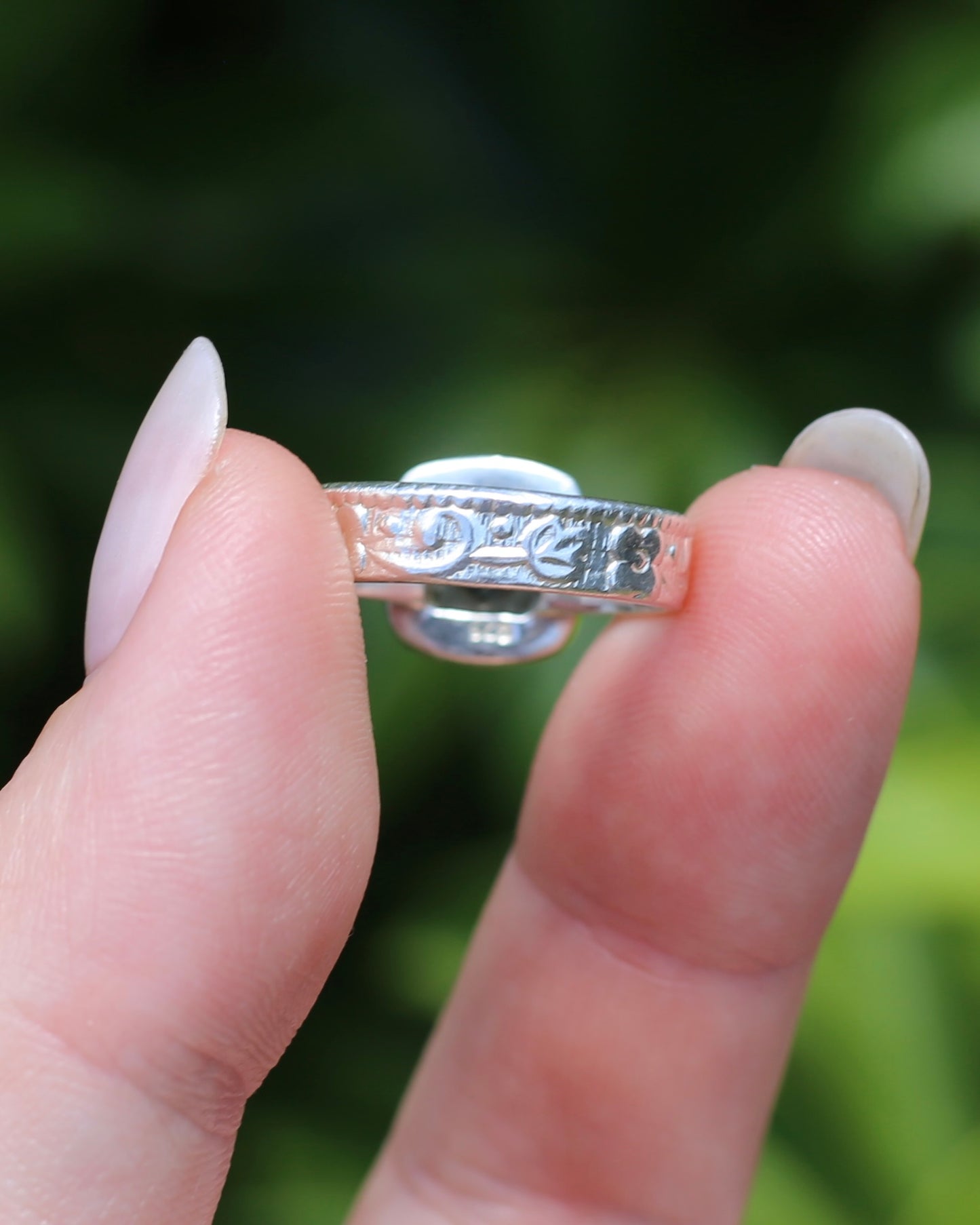 Harlequin Cut Smoky Quartz in Bezel Frame, Sterling Silver, 4.7g, size P1/2 or 8 - fits more like an O-O1/2
