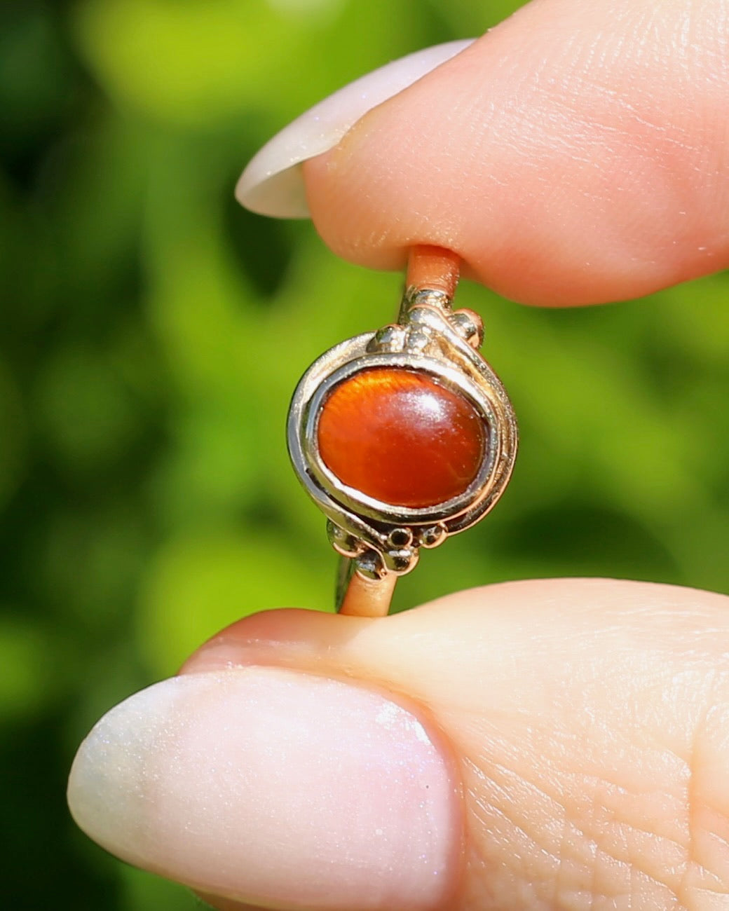 Bezel Set Carnelian Cabochon Signet Type Ring, 9ct Yellow Gold, size I1/2 or 4.5