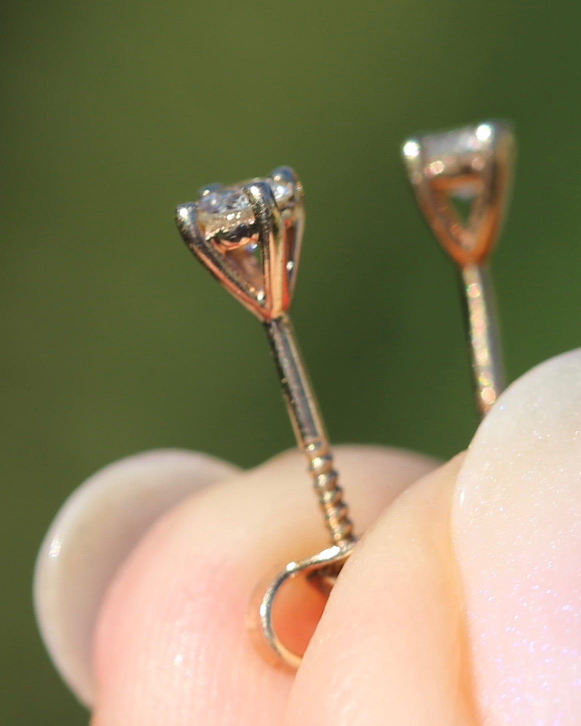 0.24ct TDW Diamond Studs, 9ct Yellow Gold Screw Post Studs, 4 Claw Gold, 9ct Yellow Gold