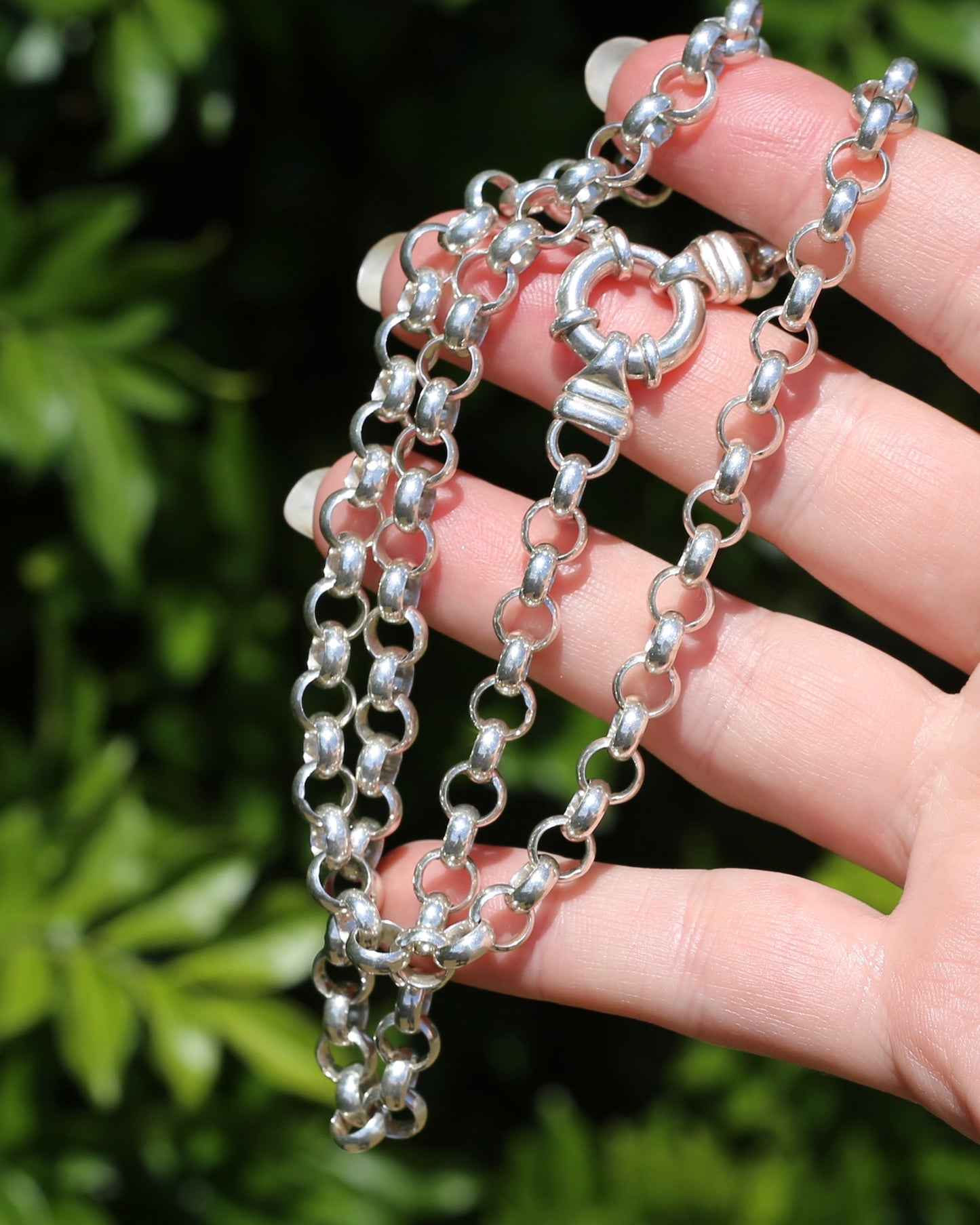 Chunky Silver Belcher Chain With Italian Bolt Clasp and large finals, 41.6g, 50cm