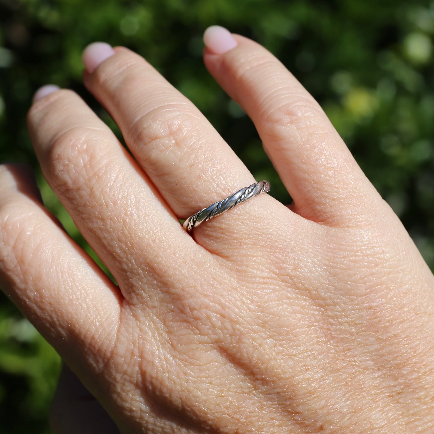 Twisted Rope Ring, Sterling Silver, size O or 7.25