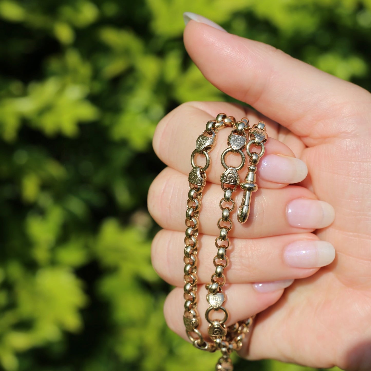 Vintage Belcher Chain with Gorgeous links and Double Albert Clasp, 9ct Gold, 49cm 23.62g