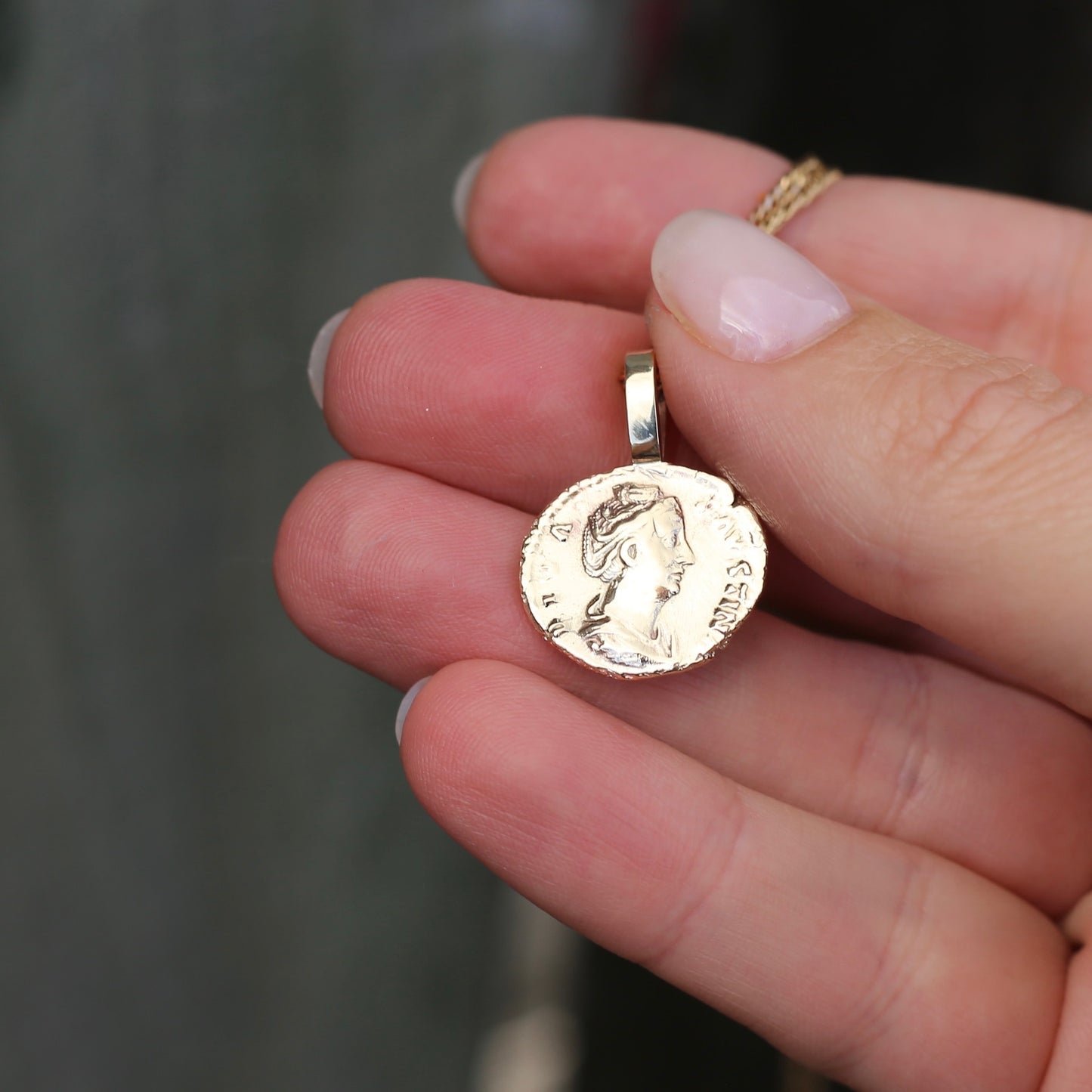 Faustina the Elder Coin Pendant,Cast From a 141-161AD Silver Denarius, avail in  Silver and Gold