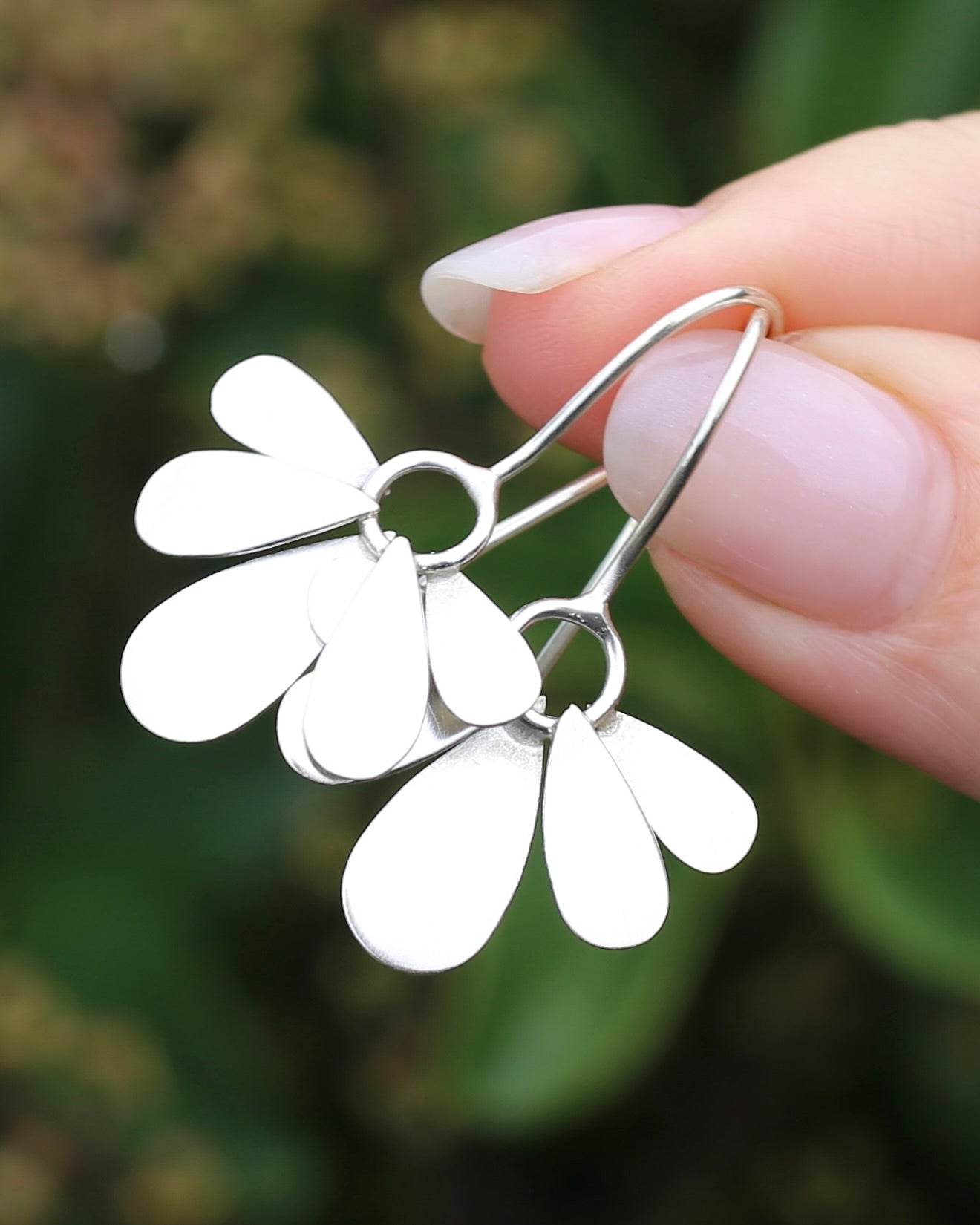 Hand Made Floral Inspired Earring Wires, Sterling Silver, 3.83g