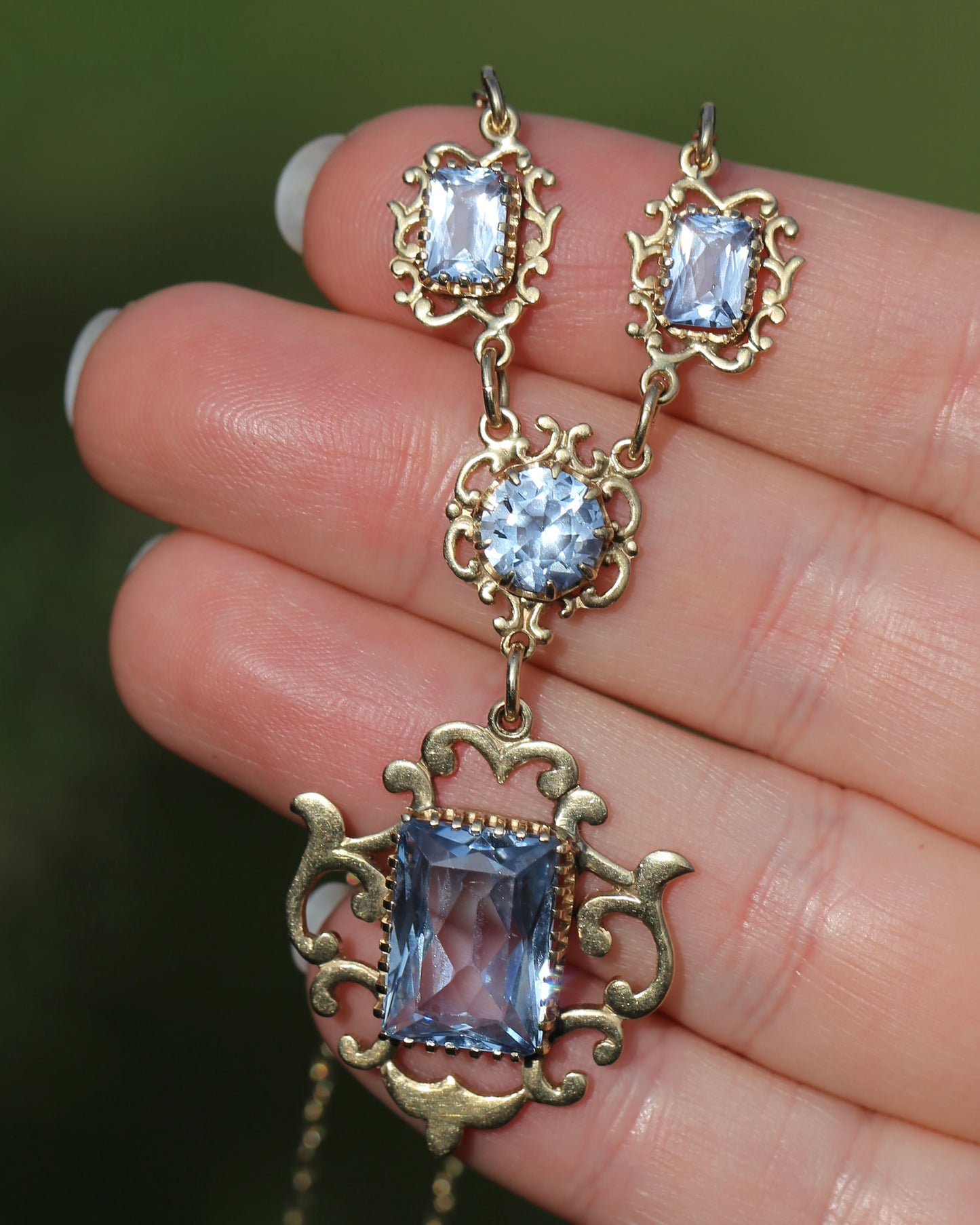 Vinitique Blue Spinel Necklace, 9ct Yellow and Old Rosey Gold, 42cm or 16.5 inches, 9.56g