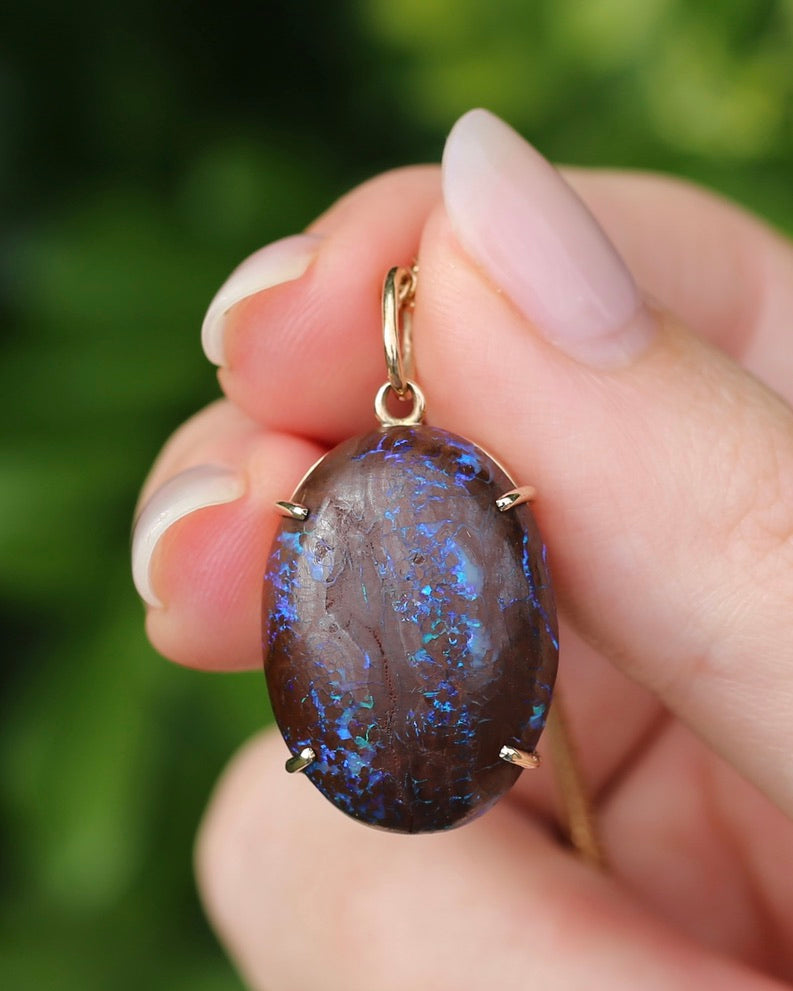 Australian Boulder Opal Pendant, 9ct Yellow Gold, 5.41g