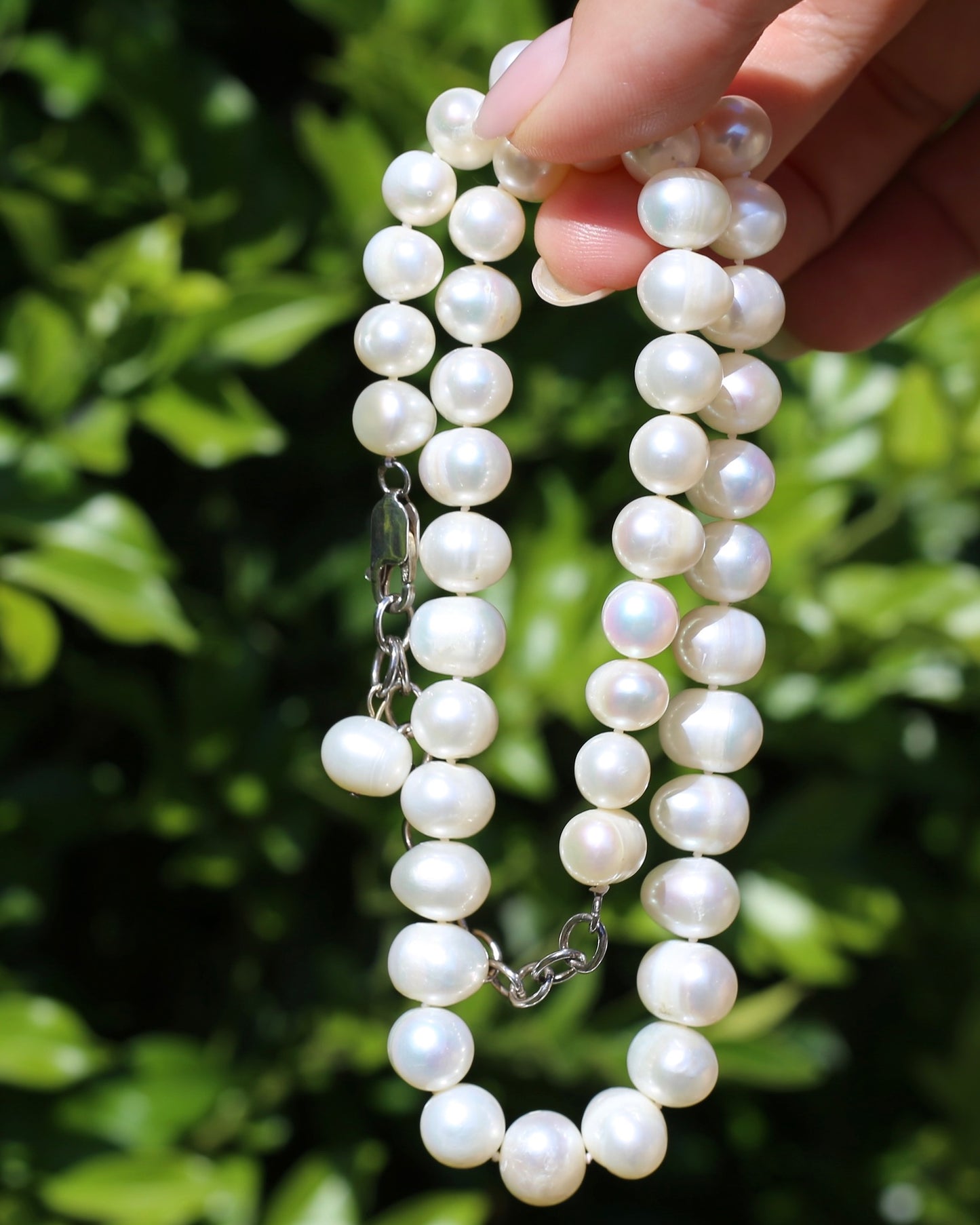 Freshwater Pearl and Silver Necklace, 44-50cm variable length, 57.5g