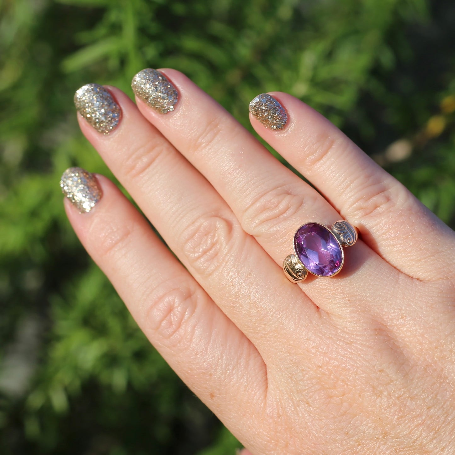 7ct Colour Change Sapphire Russian Cocktail Ring 1960s-1970s, 14ct Rose Gold, size Q or 8.25