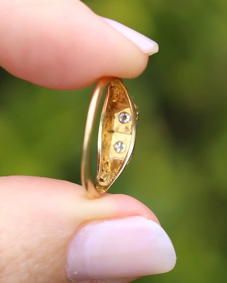 Circa 1910 Antique Toi Et Moi Transitional Cut Diamond Ring, 18ct Yellow Gold and Platinum, size N or just over 6.5, 2.42g, with valuation