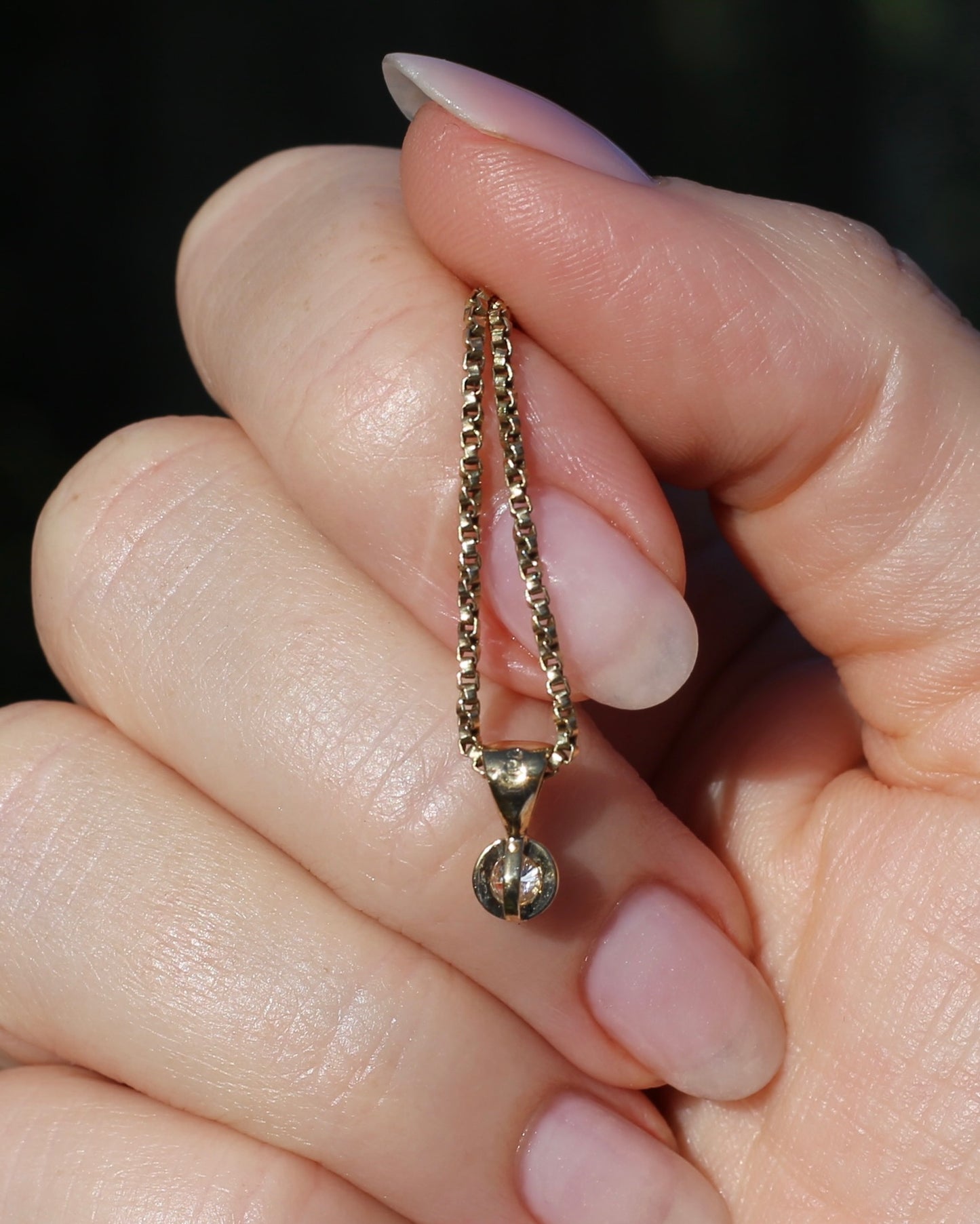 Vintage 0.2ct Natural Diamond Bezel Set Pendant, 9ct Yellow Gold, 0.45g