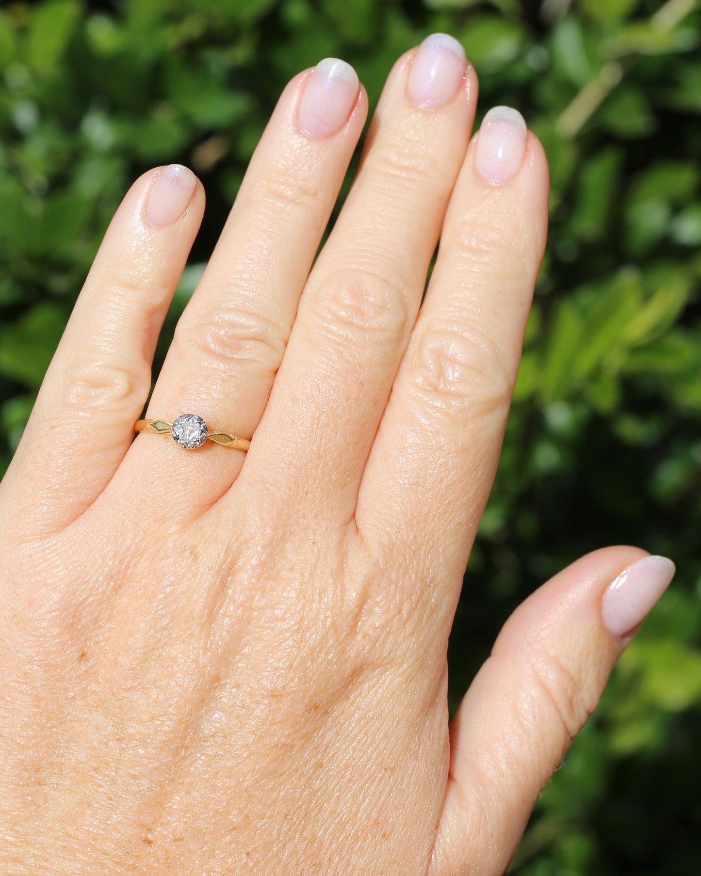 Circa 1930s Old Cut Solitaire, 18ct Yellow Gold and Diamond, size 7 or N1/2