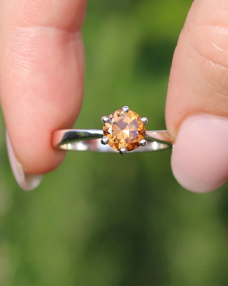 1.9ct Australian Zircon Solitaire, 6 claw set Sterling Silver, size P1/2 or 8, 3.0g