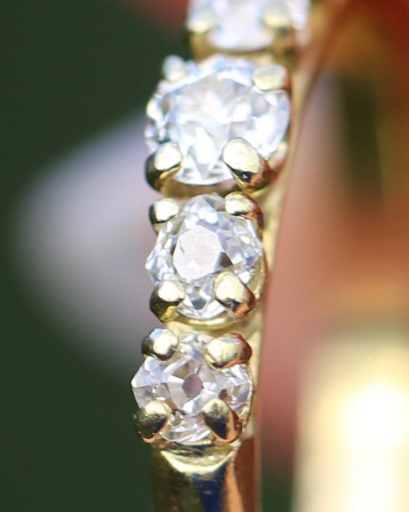 Five Stone Old Cut Diamond Ring approx 0.85ct, Claw Set, 18ct Yellow Gold, size T or 9.5