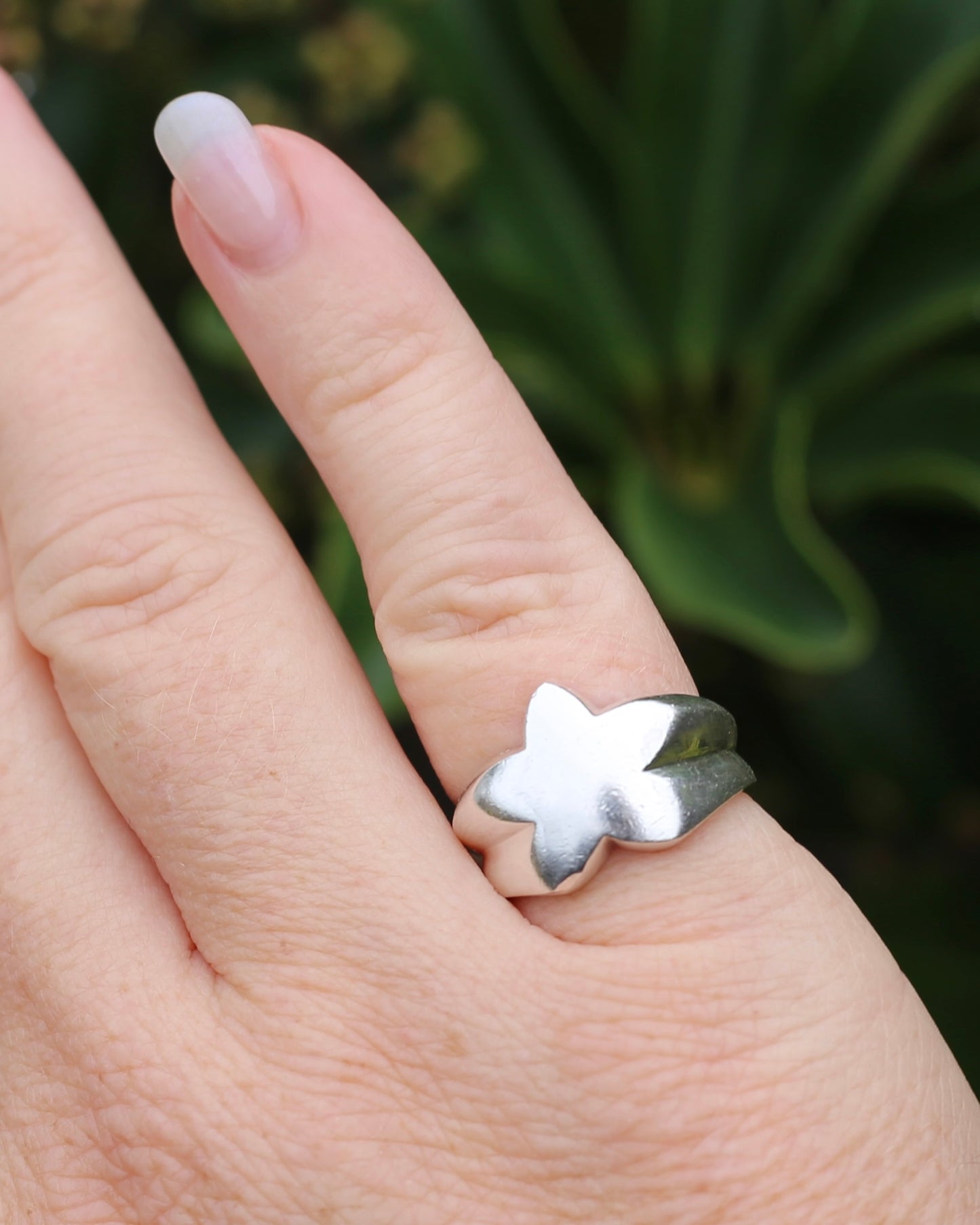 Chunky Vintage Silver Star Ring, Sterling Silver, size L or 5.75, 9.78g