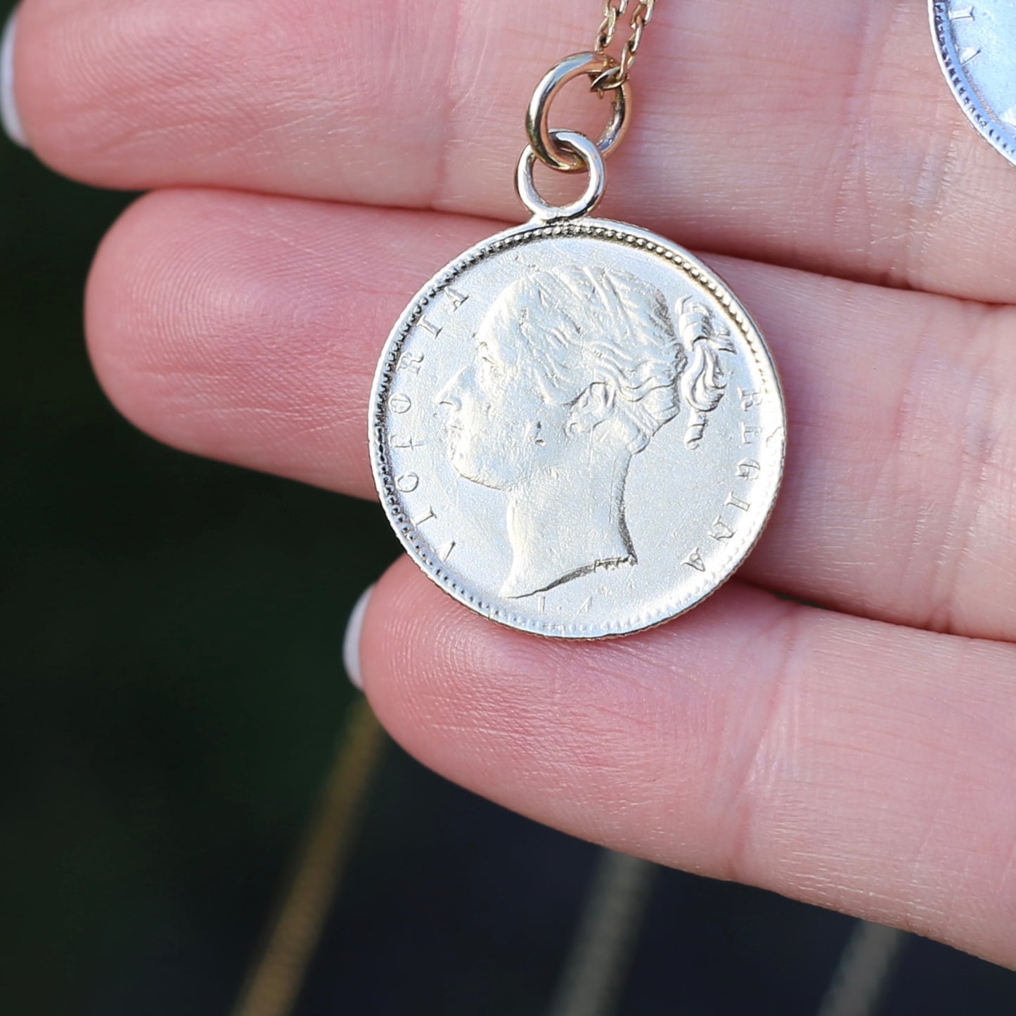 Keep Your Temper Gambling Token Pendant - Queen Victoria Reverse, Silver and 9ct Gold