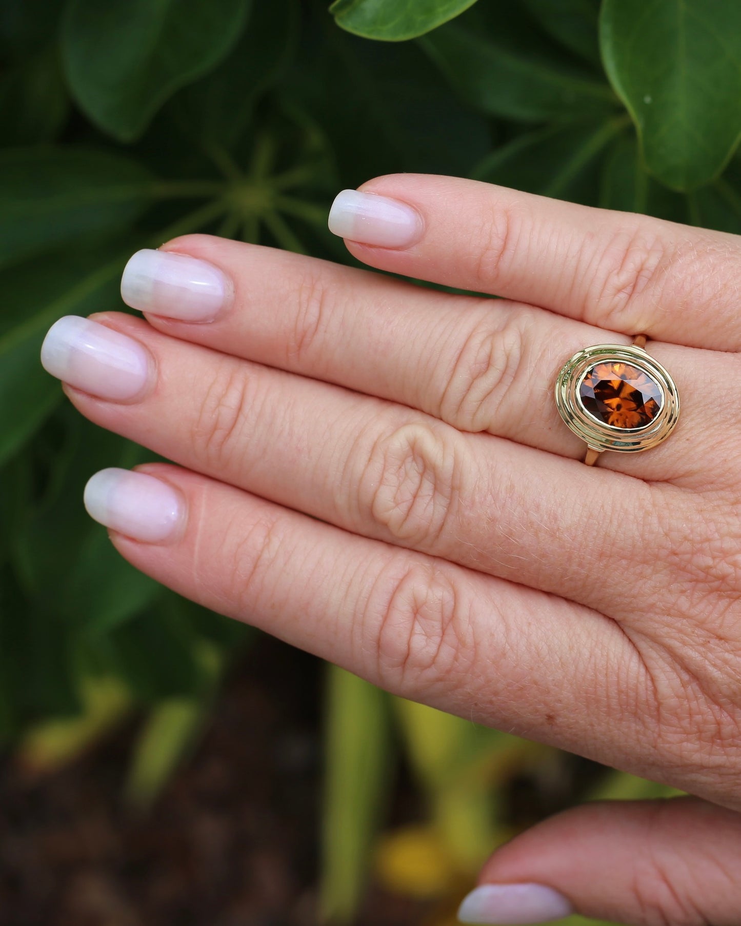 5.08ct Bezel Set Tiered Zircon Ring, 9ct Yellow Gold, size P or 7.5, 14ct Yellow Gold, 4.06g