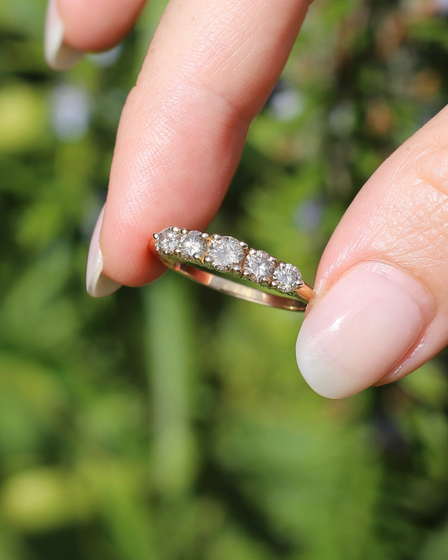 ON HOLD Five Stone Champagne Diamond Ring, 14ct Yellow Gold, size S1/2 or 9.25, 2.6g, with valuation