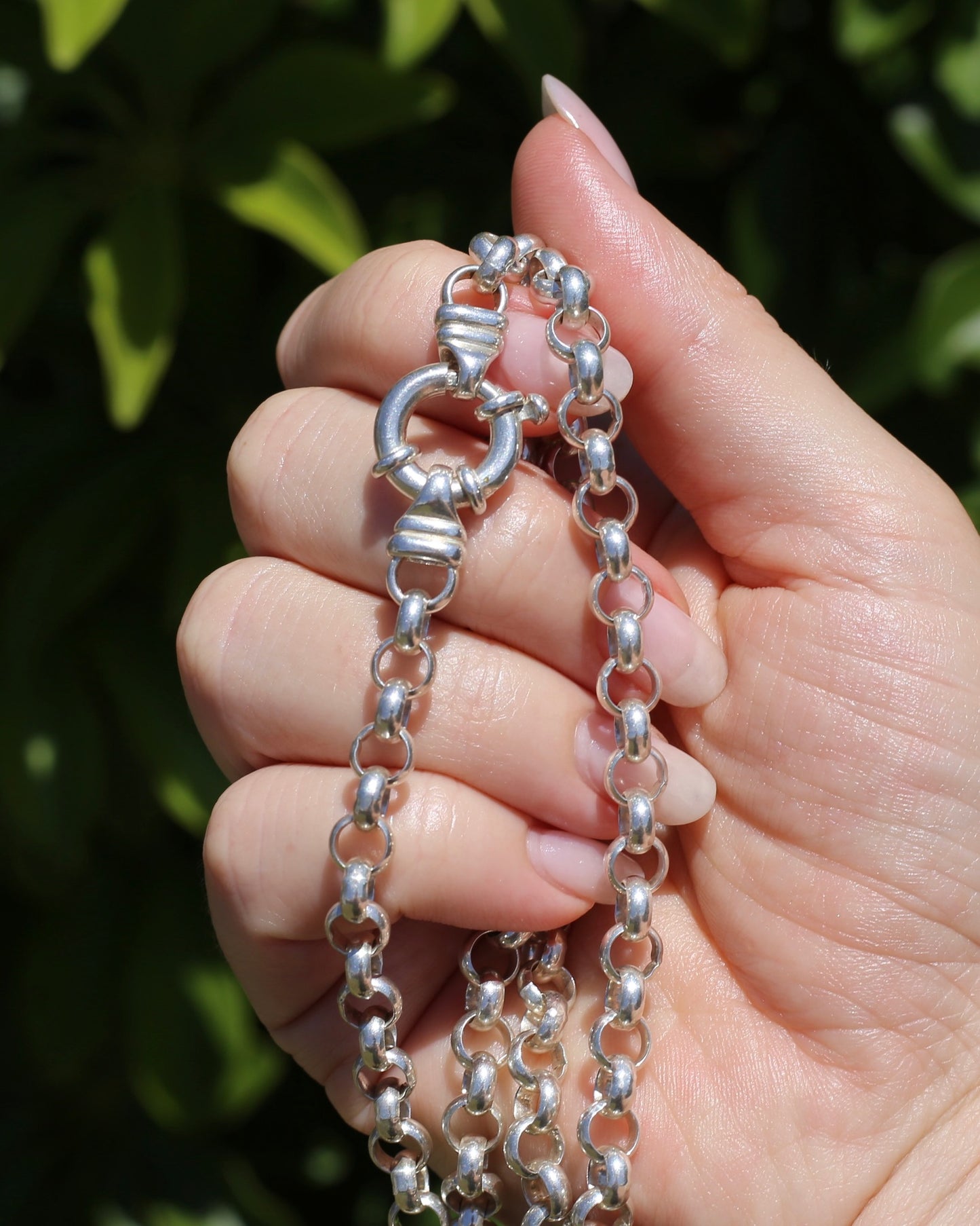Chunky Silver Belcher Chain With Italian Bolt Clasp and large finals, 41.6g, 50cm