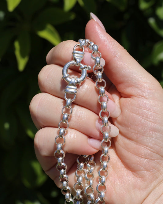 Chunky Silver Belcher Chain With Italian Bolt Clasp and large finals, 41.6g, 50cm