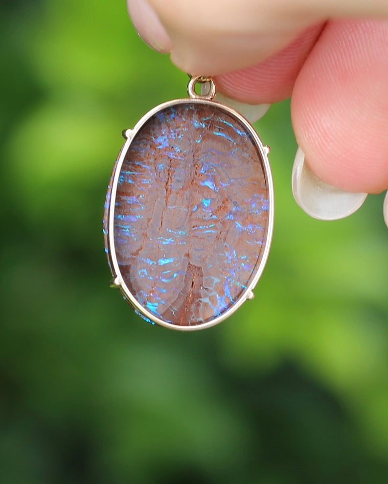 Australian Boulder Opal Pendant, 9ct Yellow Gold, 5.41g