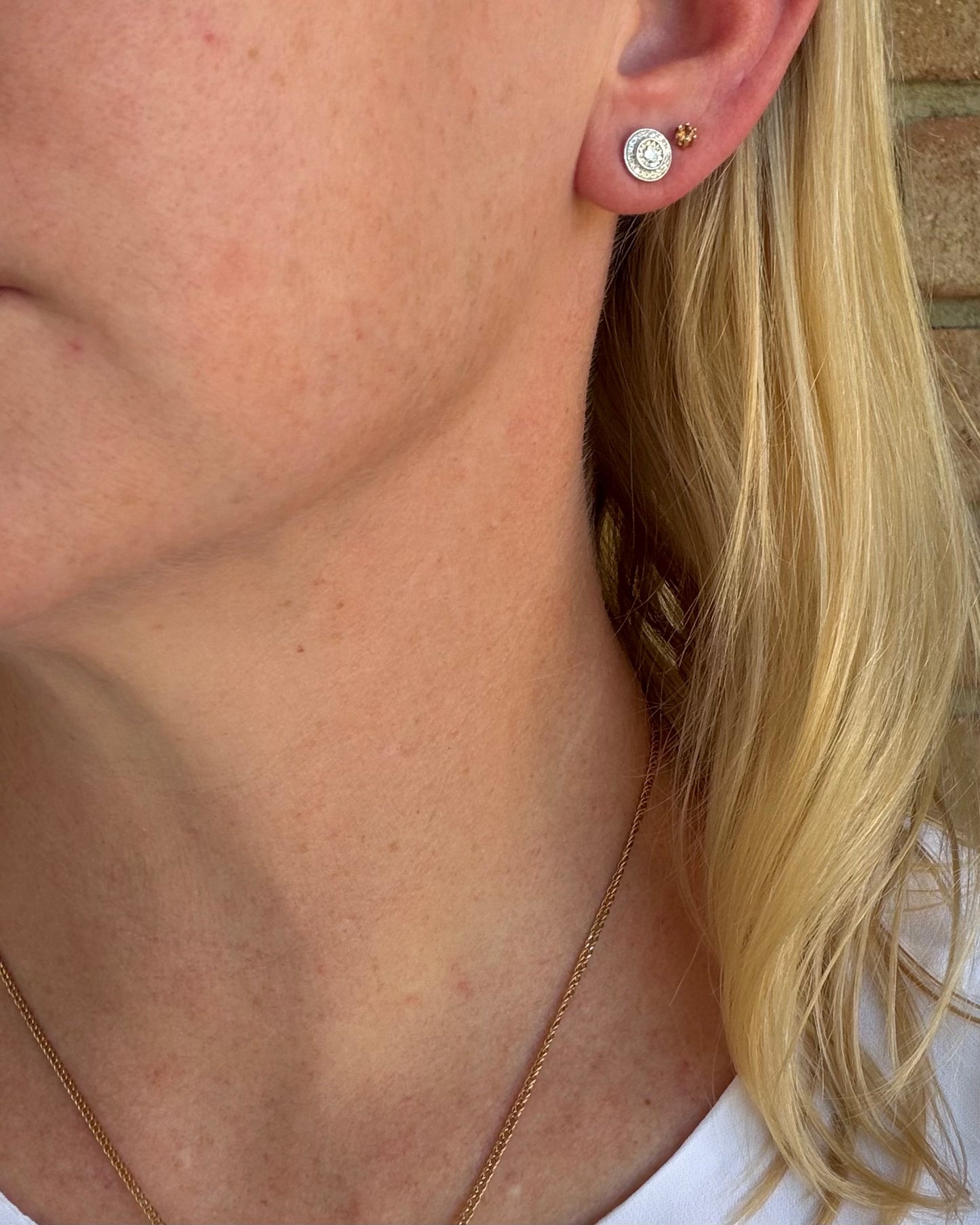 Natural Diamond Cluster Target Studs, 9ct White Gold, 7.5mm wide, 1.38g