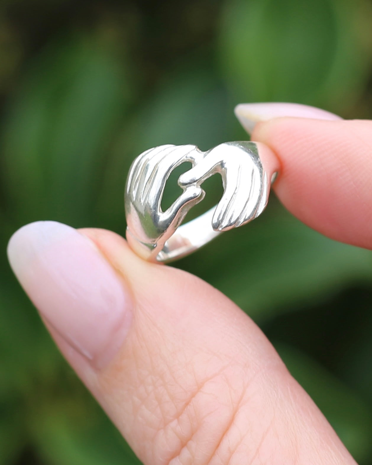 Modern Fede or Gimmel Ring, Sterling Silver, size L1/2 or 6, 3.8g