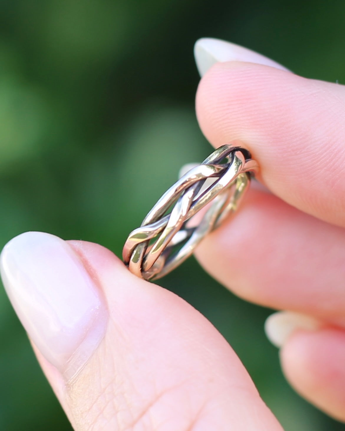 Reclaimed 9ct Yellow Gold Plaited Band, size K1/2 or 5.5