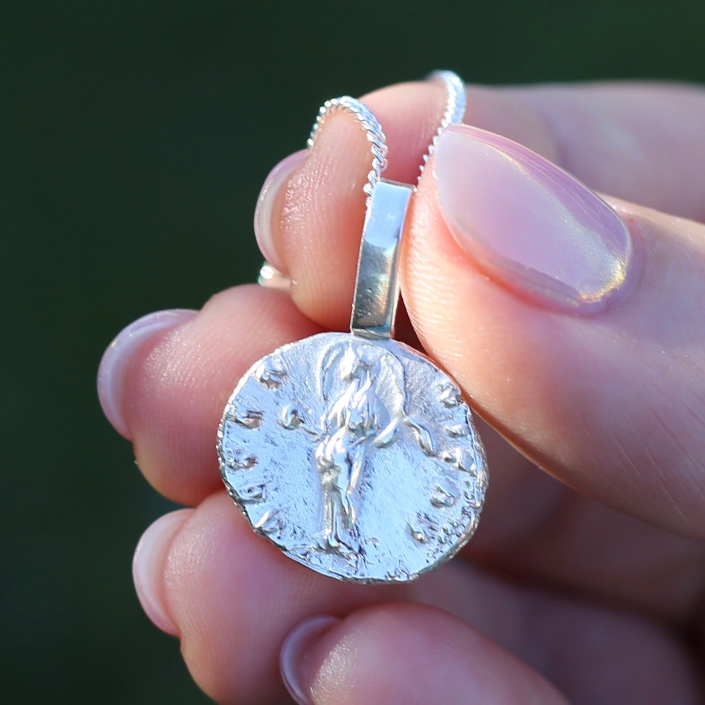 Eternity Pendant - Roman Goddess Aeternitas or Providentia, Cast From a 141-161AD Silver Denarius, avail in  Silver and Gold