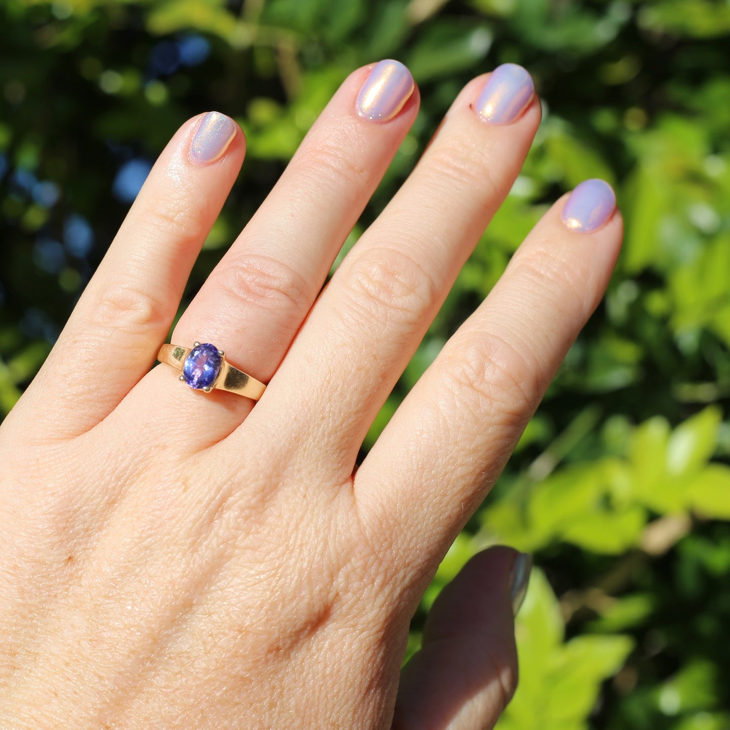 1.25ct Oval Tanzanite Ring, 14ct Yellow Gold, size N or just over 6.5