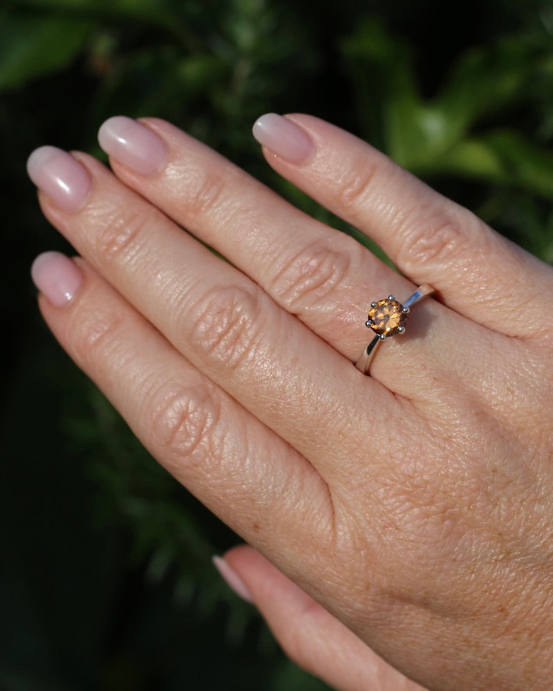 1.9ct Australian Zircon Solitaire, 6 claw set Sterling Silver, size P1/2 or 8, 3.0g