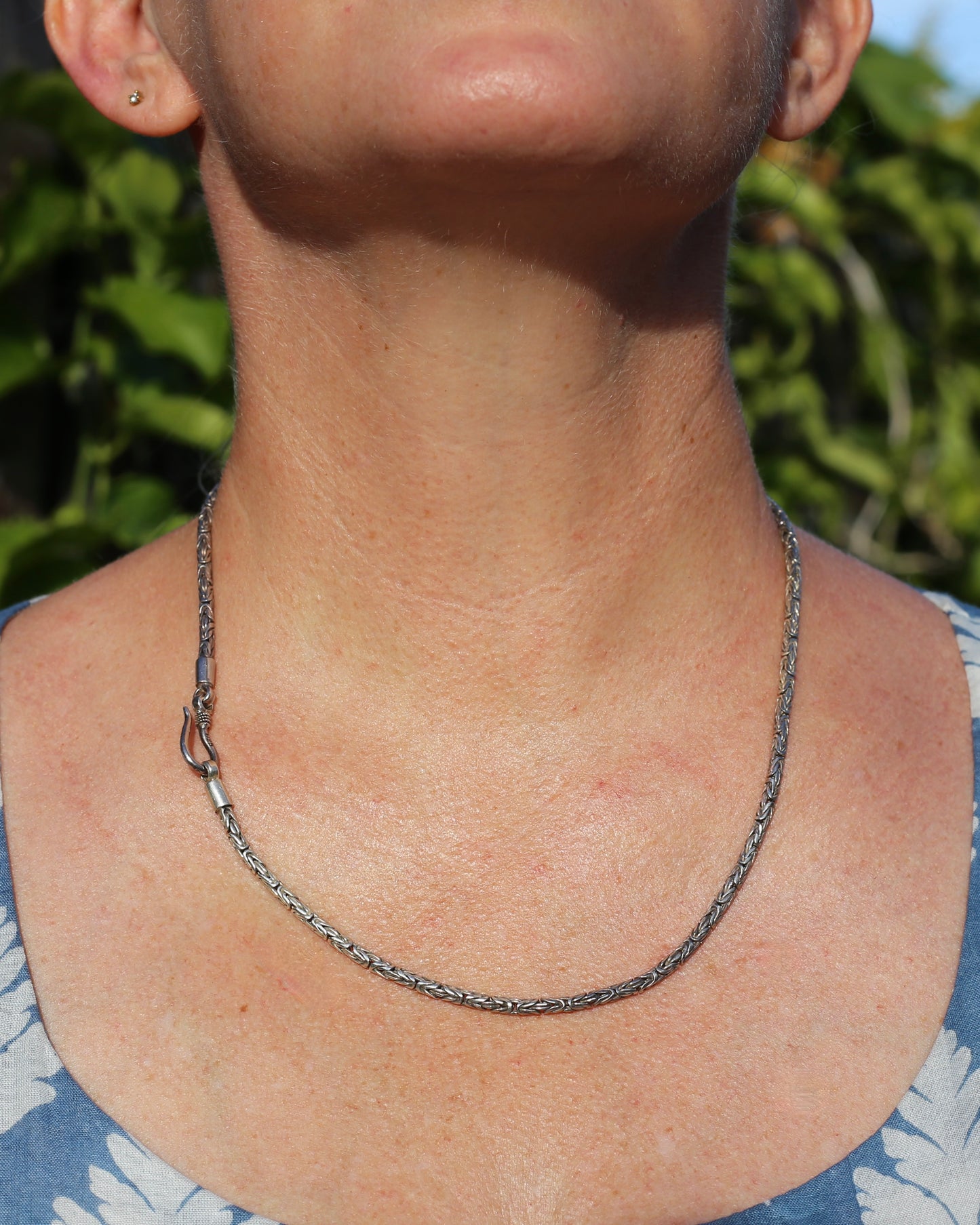 Sterling Silver Byzantine Silver Necklace with Hook Clasp, 51cm or 20 inches, 27.28g