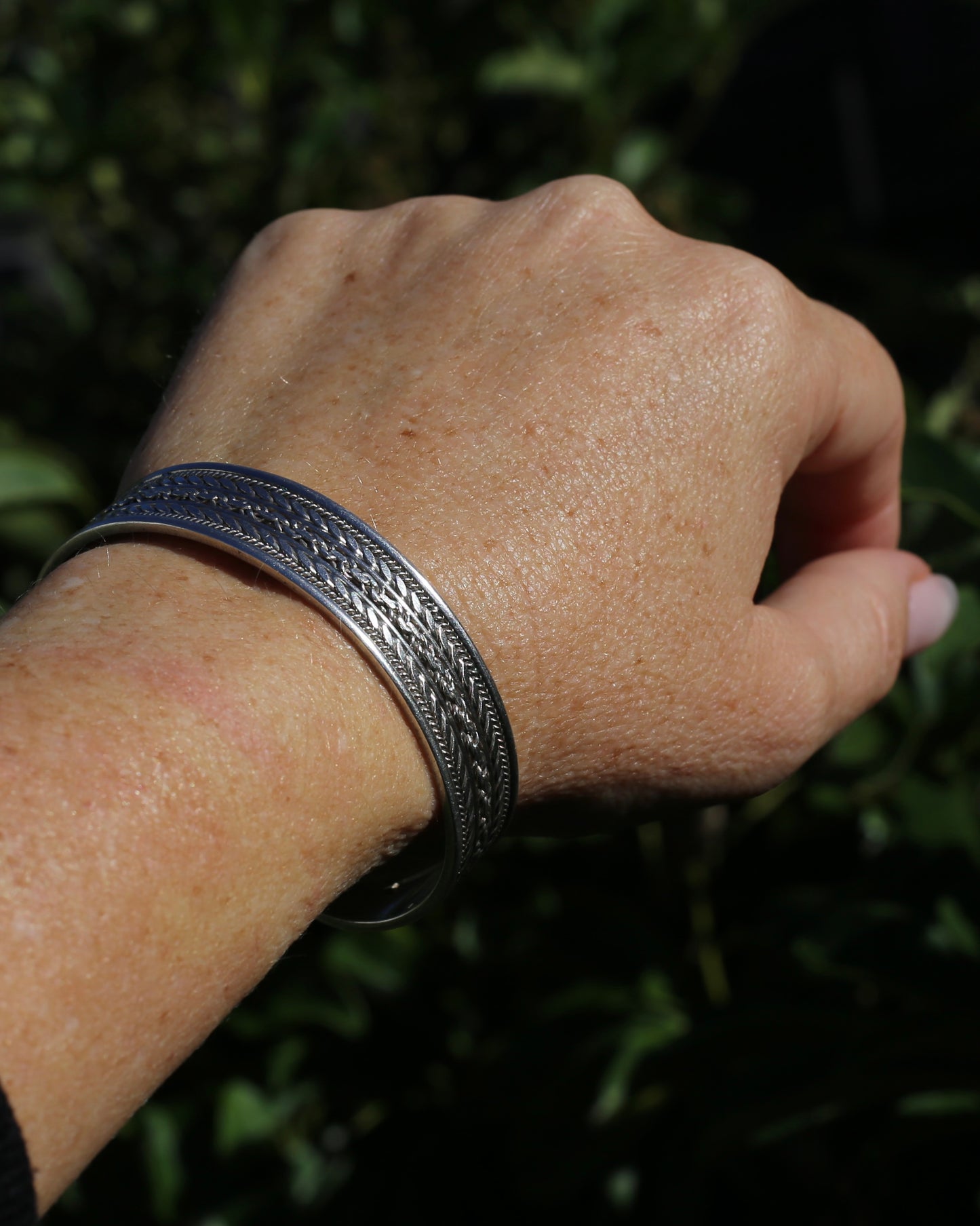 Gorgeous Twisted Rope Sectioned Cuff Bangle, Sterling Silver, sizeable, 31.25g