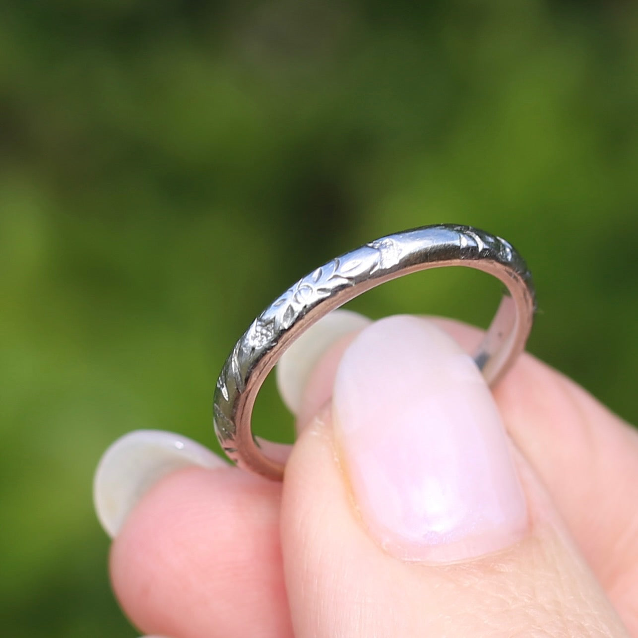 1940s Palladium Orange Blossom Wedding Ring, Palladium, size R1/2 or 9