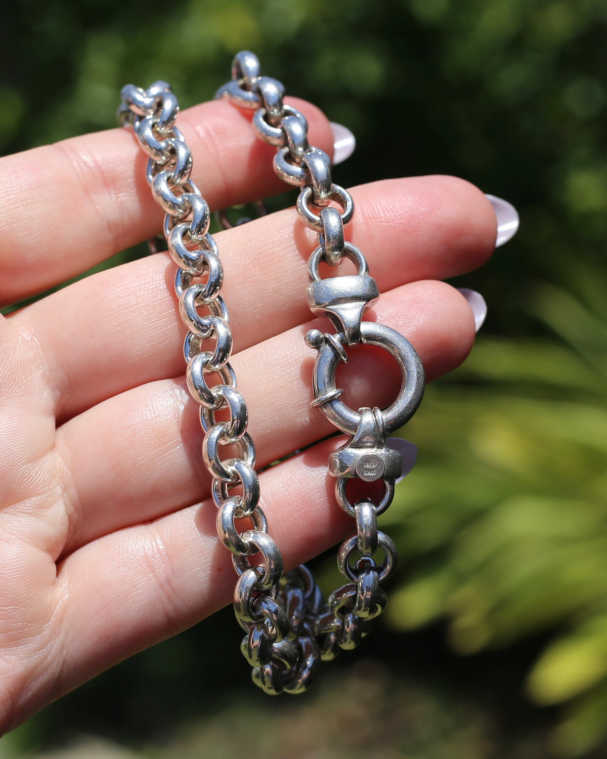 Fabulous Italian Made Semi Hollow Silver Cable Chain with Large Bolt Clasp, 40.4g, 45.75cm or 18 inches
