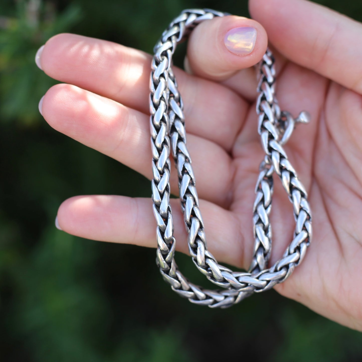 Chunky Plaited Silver Chain with T-Bar Toggle Clasp, 18inches or 46cm