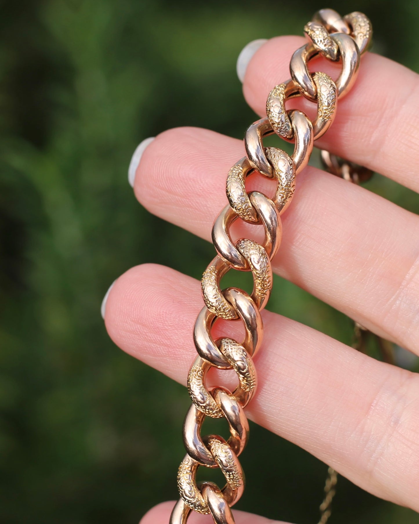 20.5cm Old Rose Gold Semi Hollow Day and Night Bracelet, 9ct Old Rose Gold, 17.29g