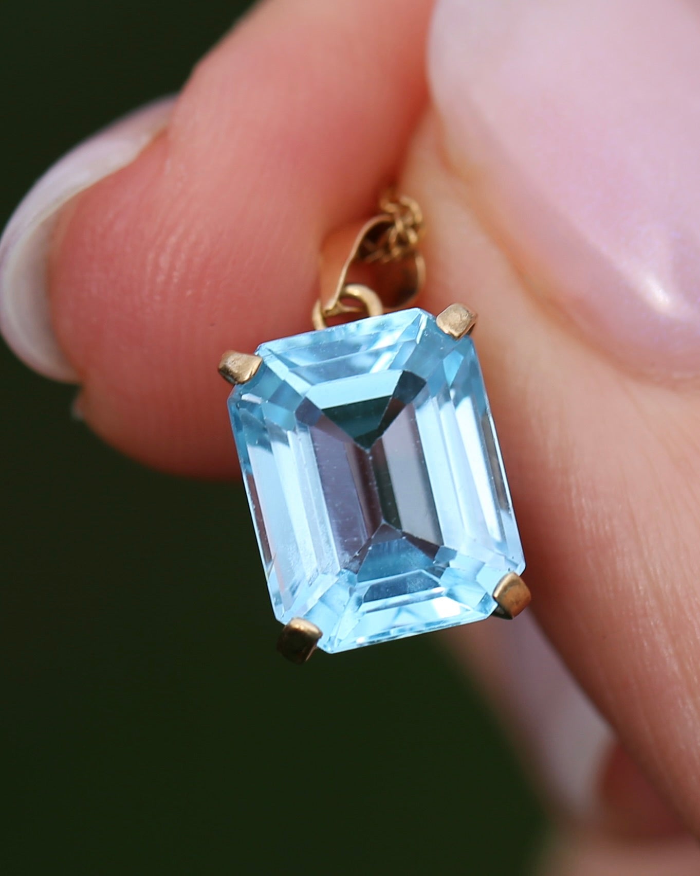 4.25ct Emerald Cut Topaz Pendant, 9ct Yellow Gold, 1.23g