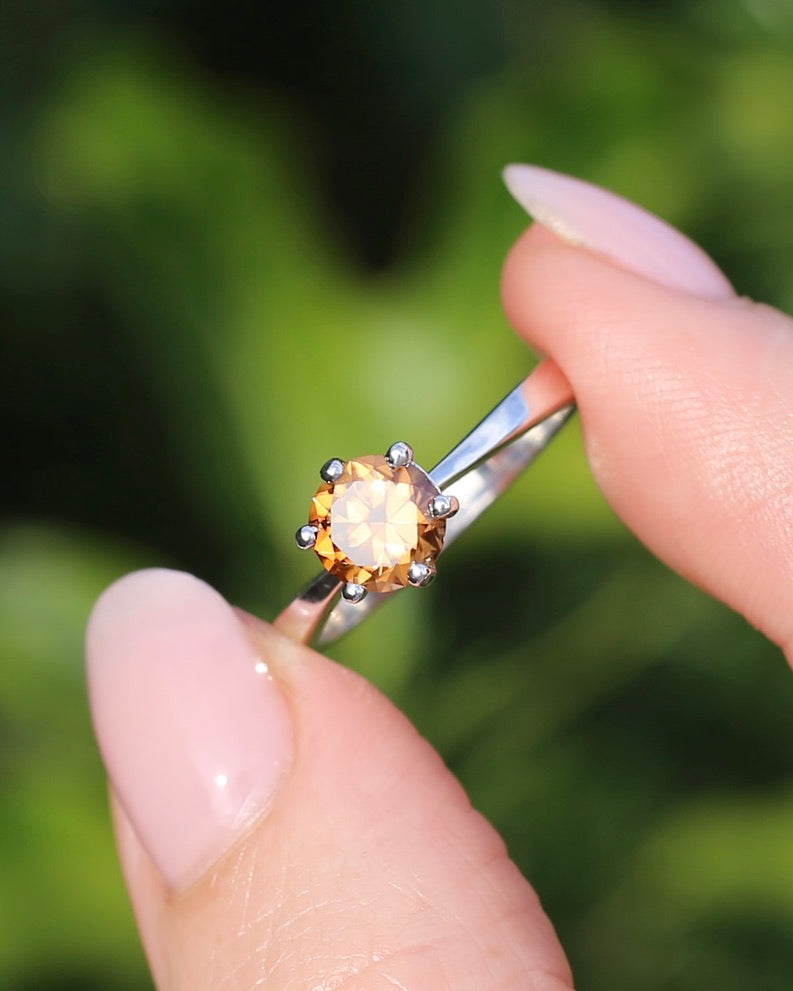 1.9ct Australian Zircon Solitaire, 6 claw set Sterling Silver, size P1/2 or 8, 3.0g