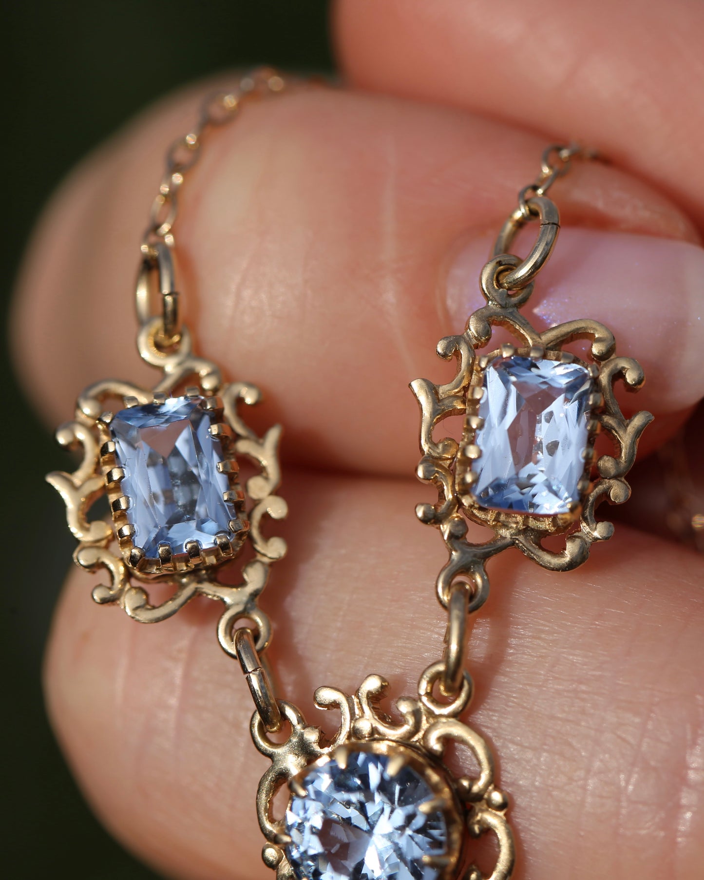 Vinitique Blue Spinel Necklace, 9ct Yellow and Old Rosey Gold, 42cm or 16.5 inches, 9.56g