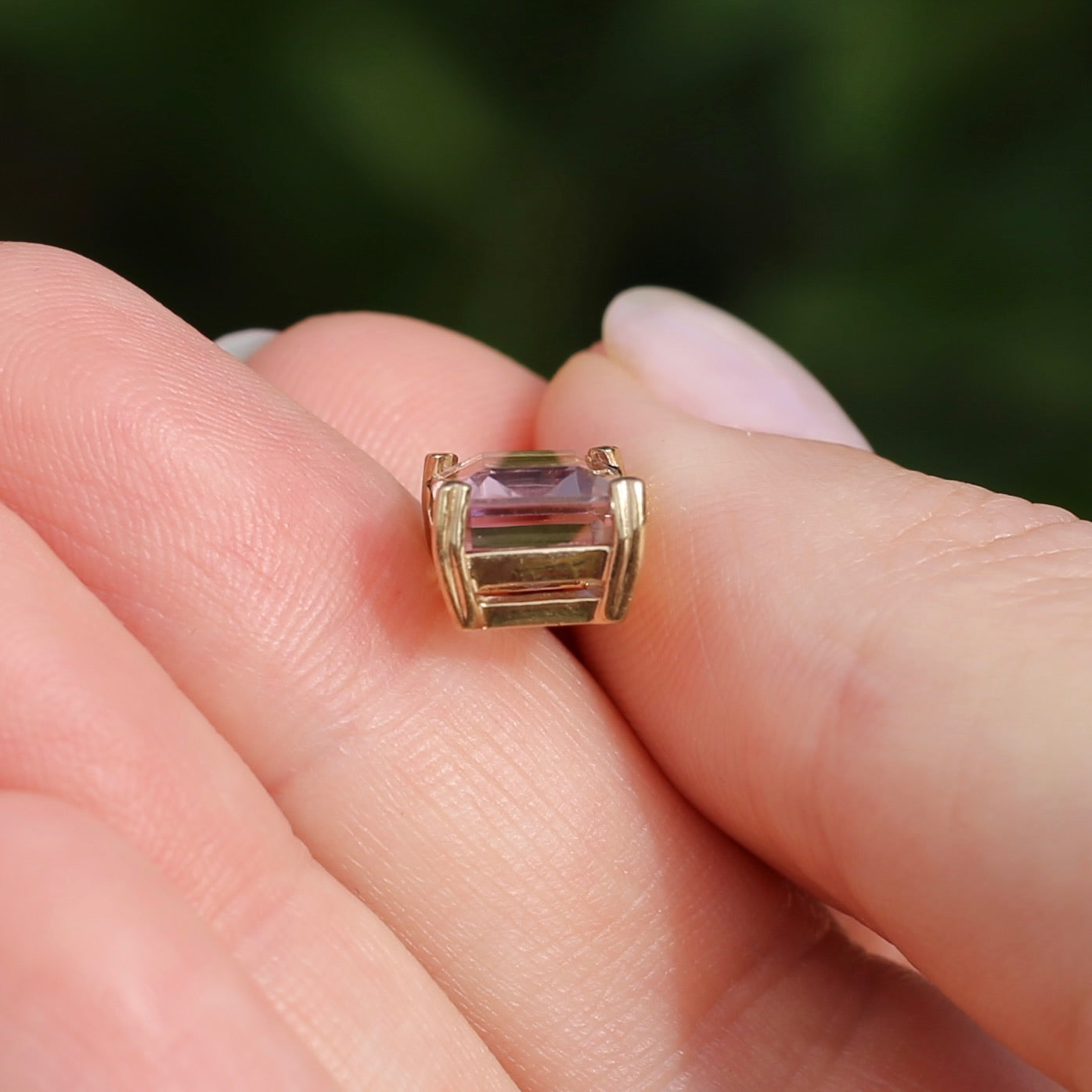 Emerald Cut Ametrine Pendant, 9ct Yellow Gold, 1.92g